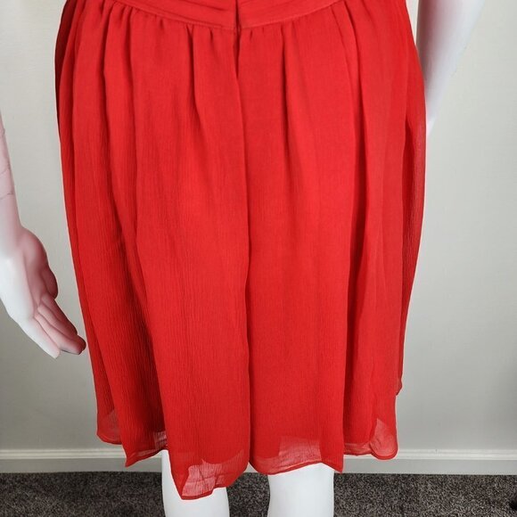 NWT L'AGENCE V Neck Strappy Back Banded Waist Mini Dress Red Size Small - Picture 9 of 12